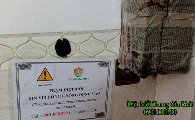 Diệt mối đang ăn trong tường tại KDC Hồng Phát